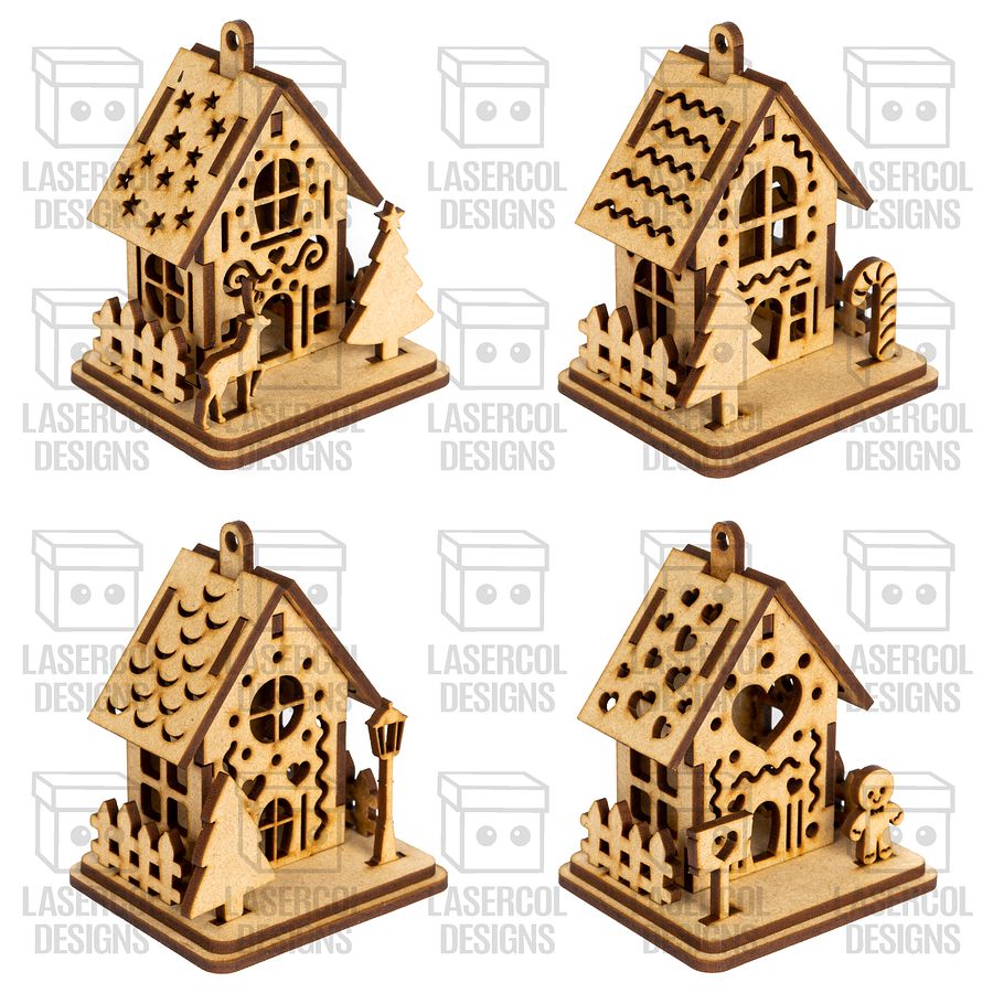Christmas Houses Ornaments (8 Styles) - Laser Cut Files product image (4)