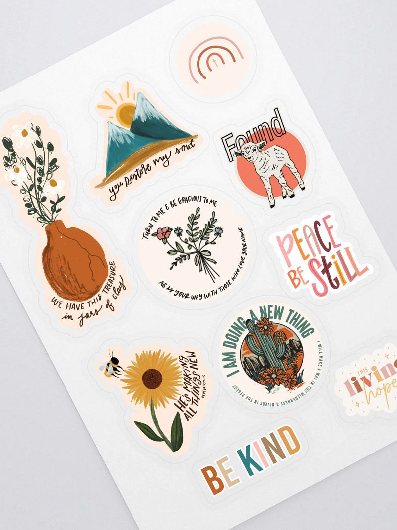 8.5 in x 6 Sticker Sheet - 10 Original Artwork Stickers
