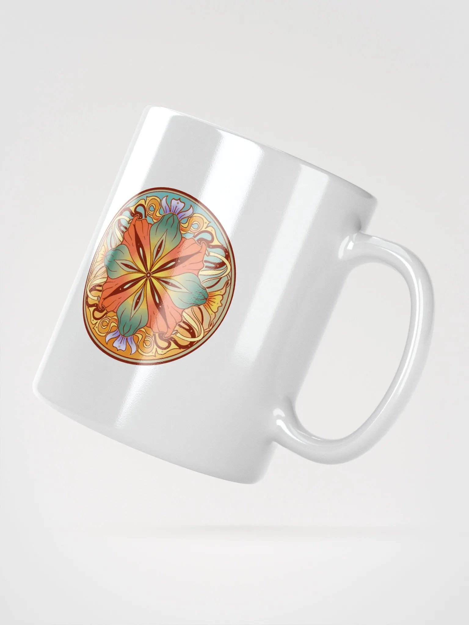 Teal Floral Mandala - White Mug product image (2)