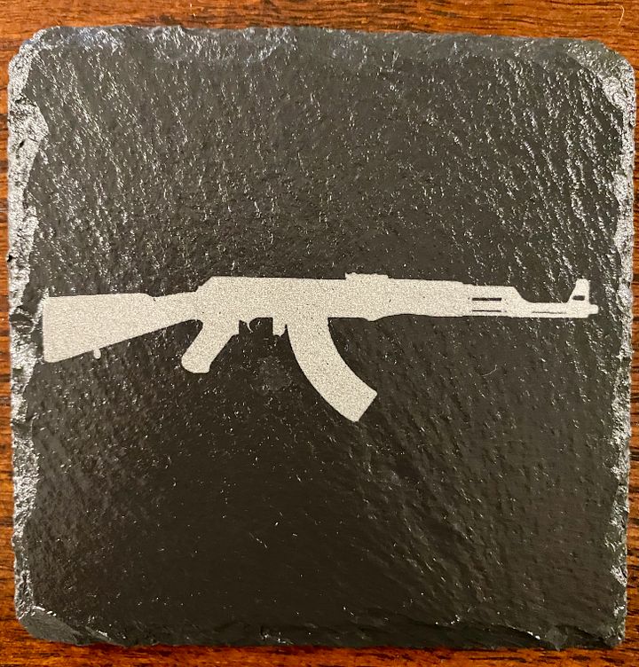 AK-47 Silhouette- Slate Coasters - Set of 4 Custom Laser Engraved product image (2)