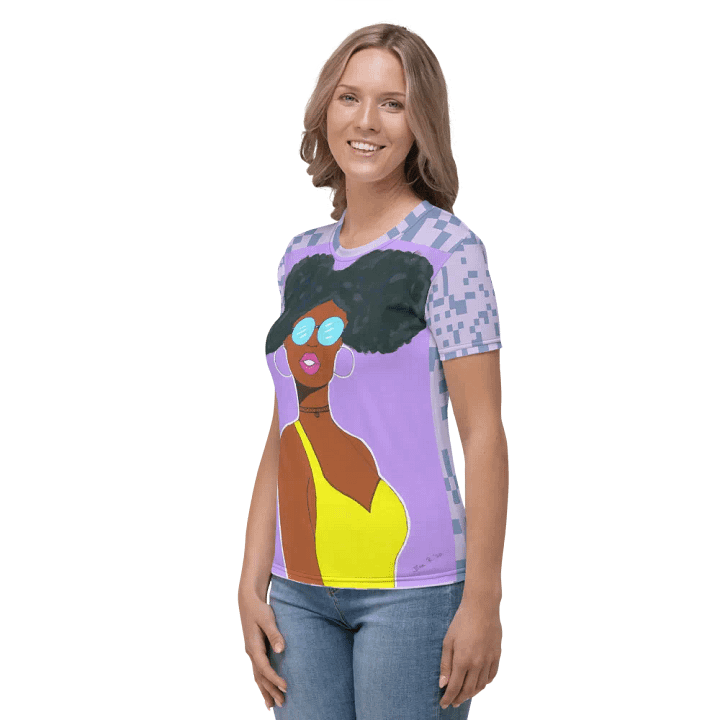 Afro American girl - (acrylic painting picture) - art by Dina R. Women's Crew Neck T-Shirt product image (2)