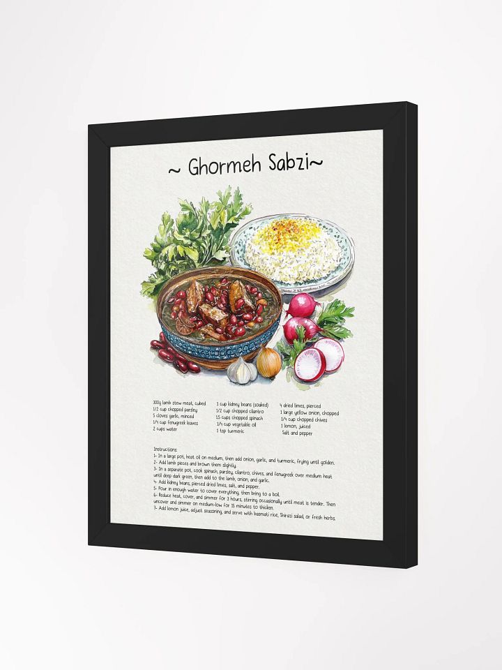 Ghormeh Sabzi Watercolor Illustration | Persian food Recipe | Persian Cuisine Kitchen Wall Art | Minimal Art | Food Art | Home Decor product image (10)