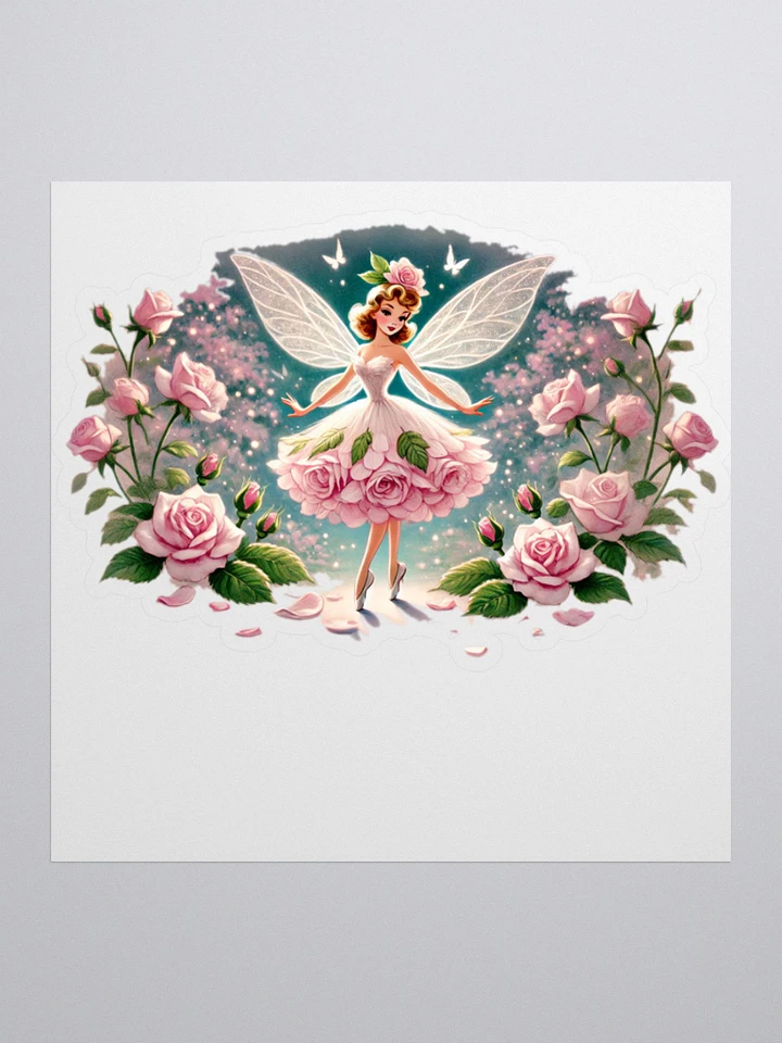 Pink Rose Fairy in a Beautiful Garden Stickers product image (1)