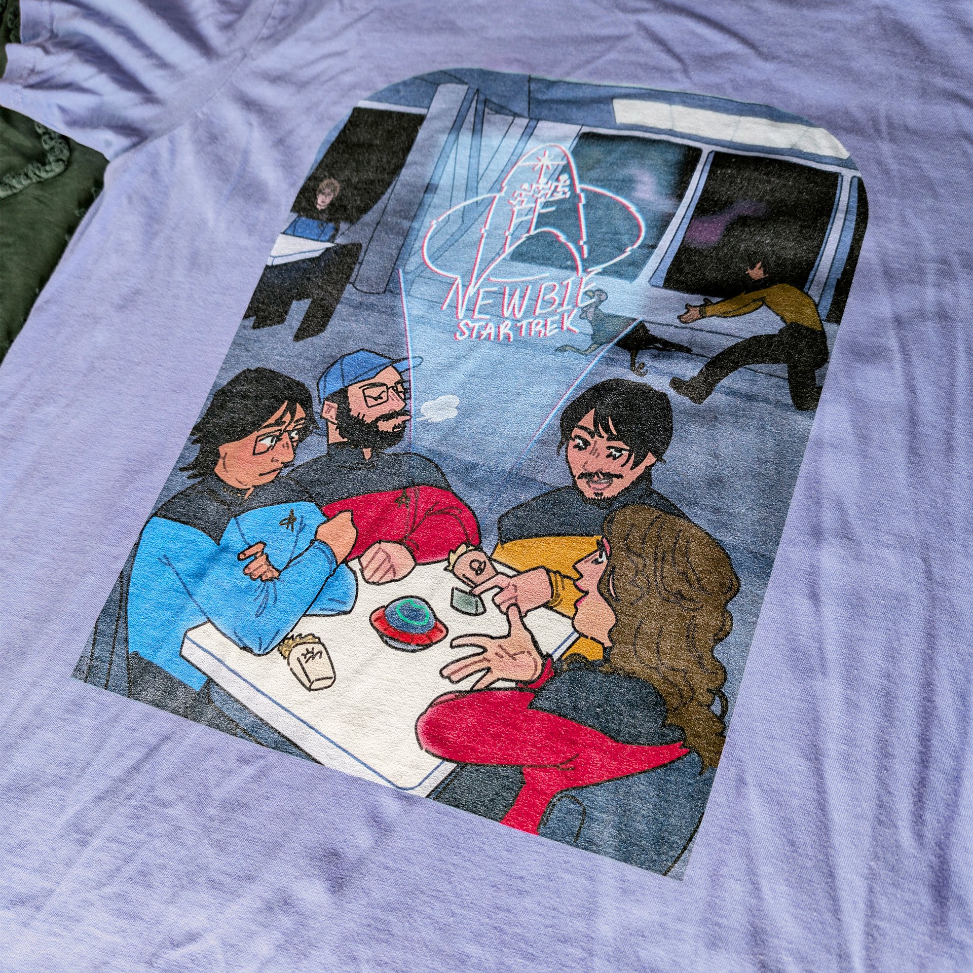 "Chillin' in Ten Forward" T-shirt by SKELERANG (Purple) product image (3)