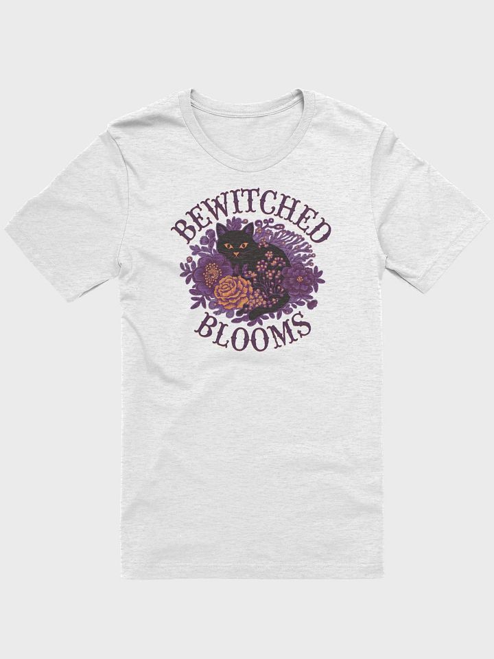 “BEWITCHED BLOOMS” t-shirt, playful black cat, Halloween apparel, floral finesse fashion, feline lovers clothing, floral cat graphics, cute Halloween shirt, witchy vibes clothing, gift idea product image (1)