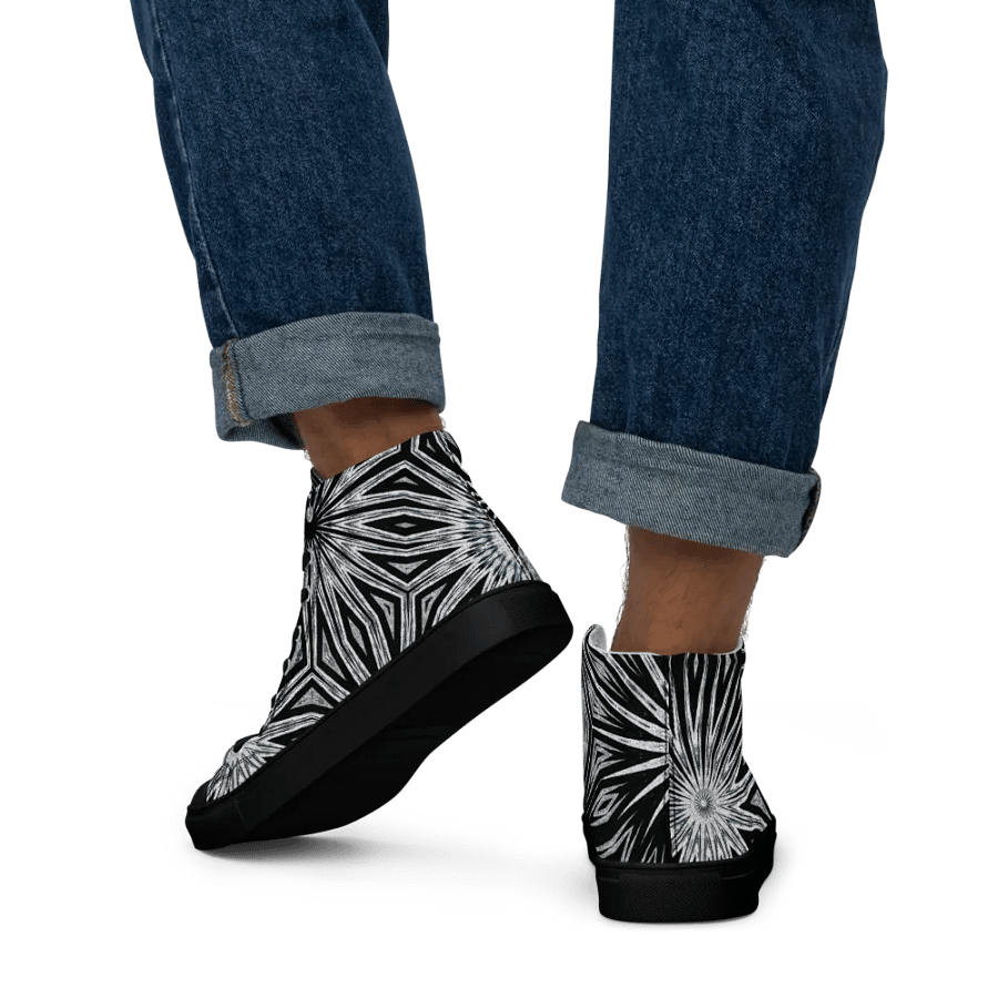 Abstract Dramatic Monochrome Circular Forms Men's Canvas High Top Shoes product image (9)