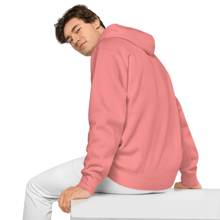 EXCLAIMING MENTALLY (sm. red bubble design) embroidered pigment hoodie product image (6)