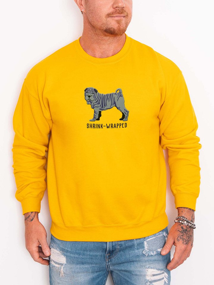 Shrink-Wrapped Sweatshirt (Embroidered) of a Chinese Shar-Pei(Blue) product image (2)