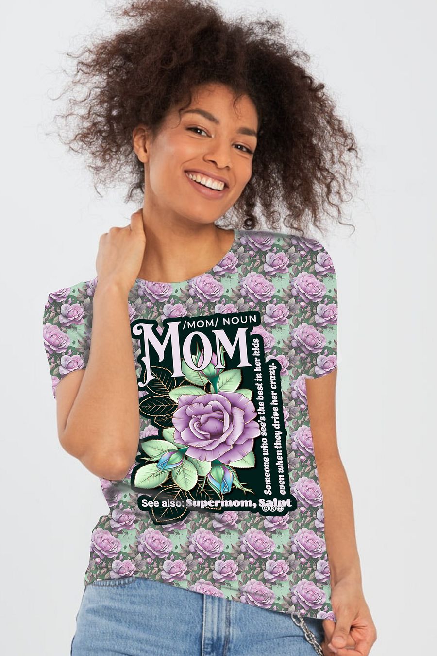 Funny Mom Floral All Over Print T-shirt product image (2)