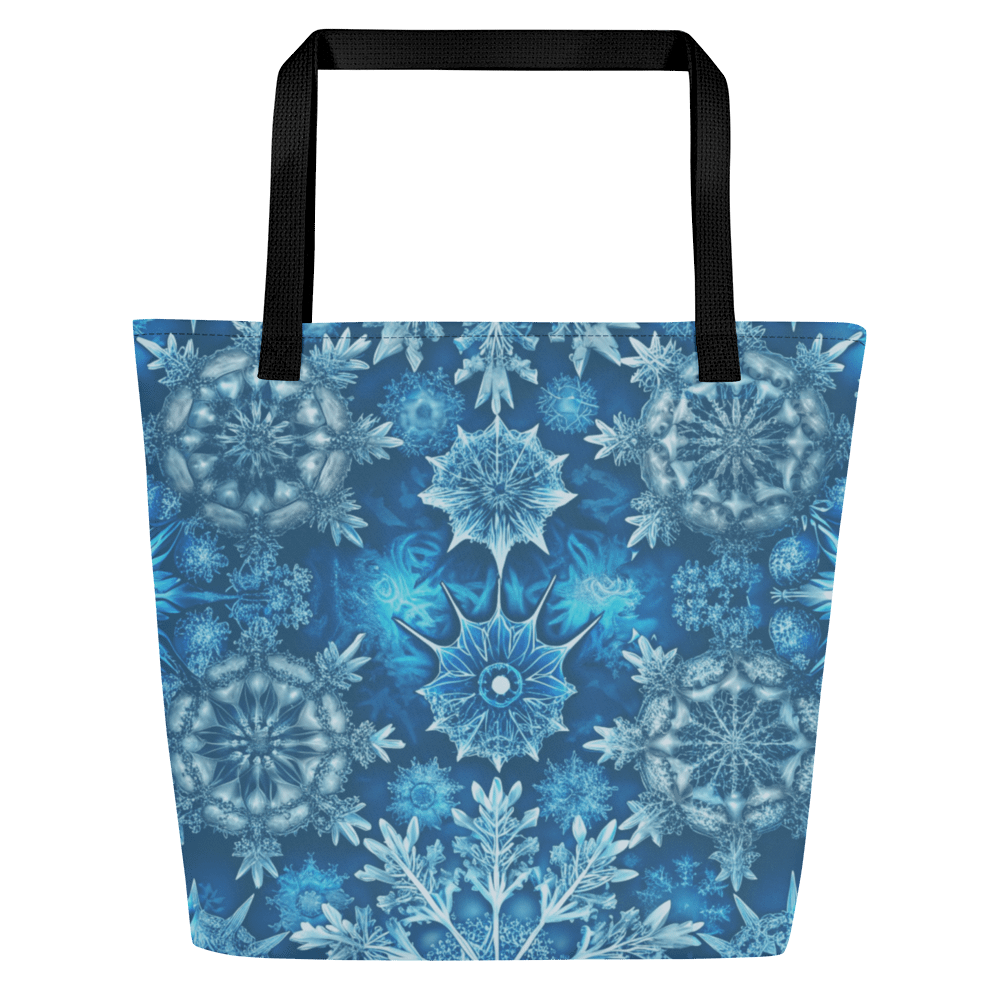Icy Blue Snowflakes All-Over Tote Bag With Pocket product image (1)