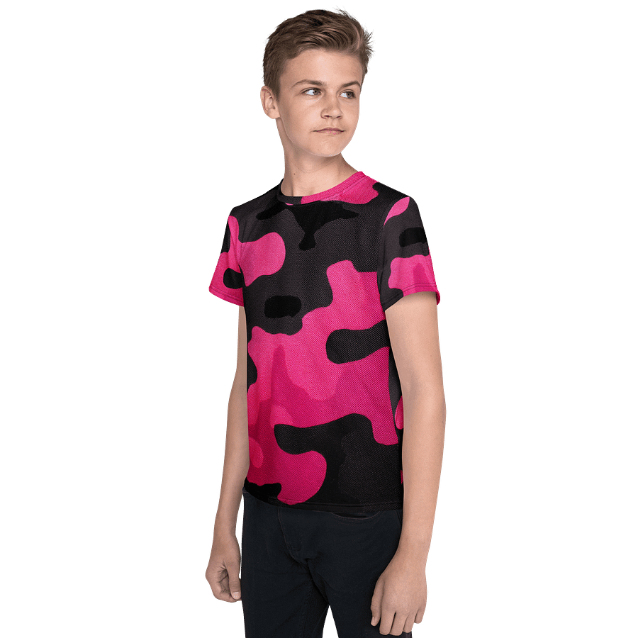 Youth Crew Neck T-Shirt black and pink camo product image (3)