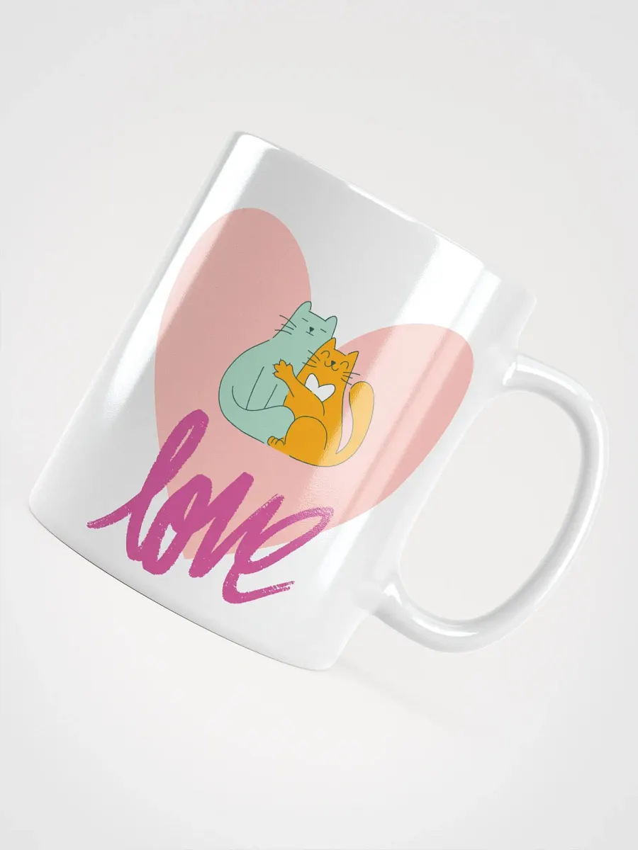 White Glossy Mug Lovely Cats product image (4)