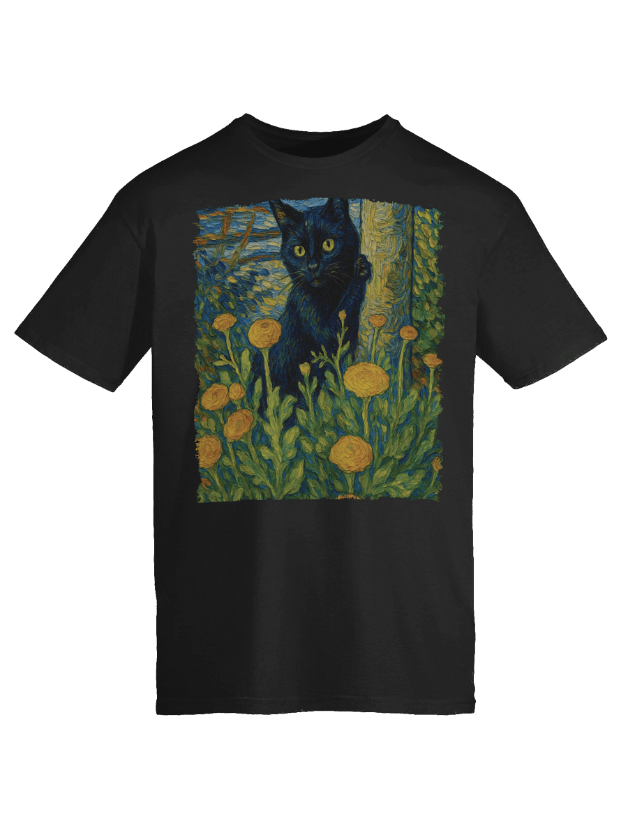 Van Gogh Peeking Black Cat T-Shirt product image (109)