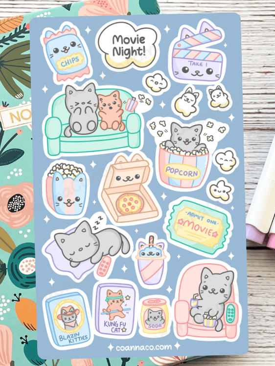 Movie Night Coloring Sticker Sheet product image (2)
