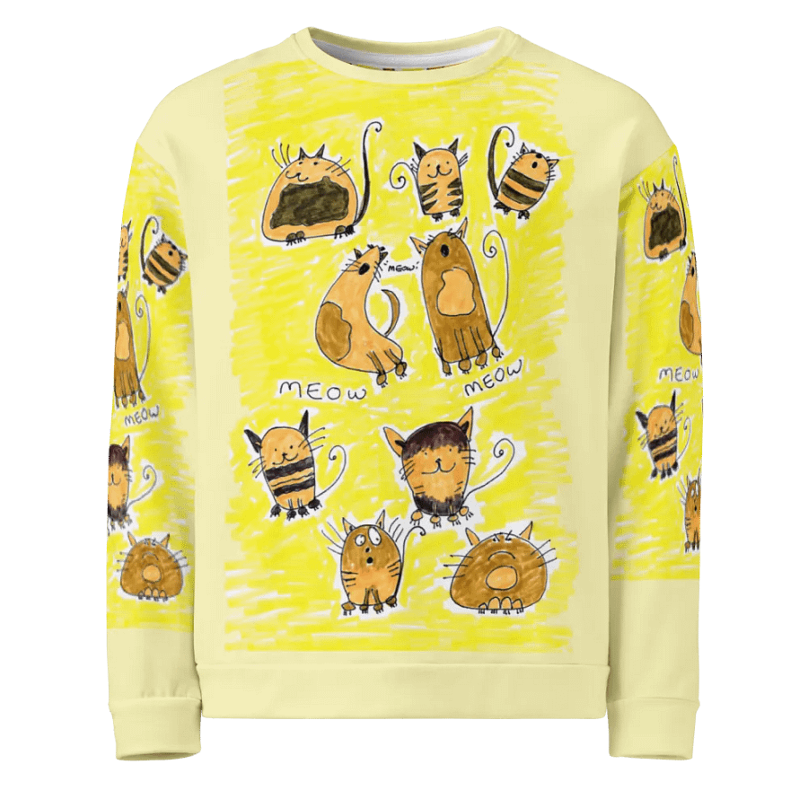 Abstract Doodle Cats Unisex All Over Print Sweatshirt product image (5)