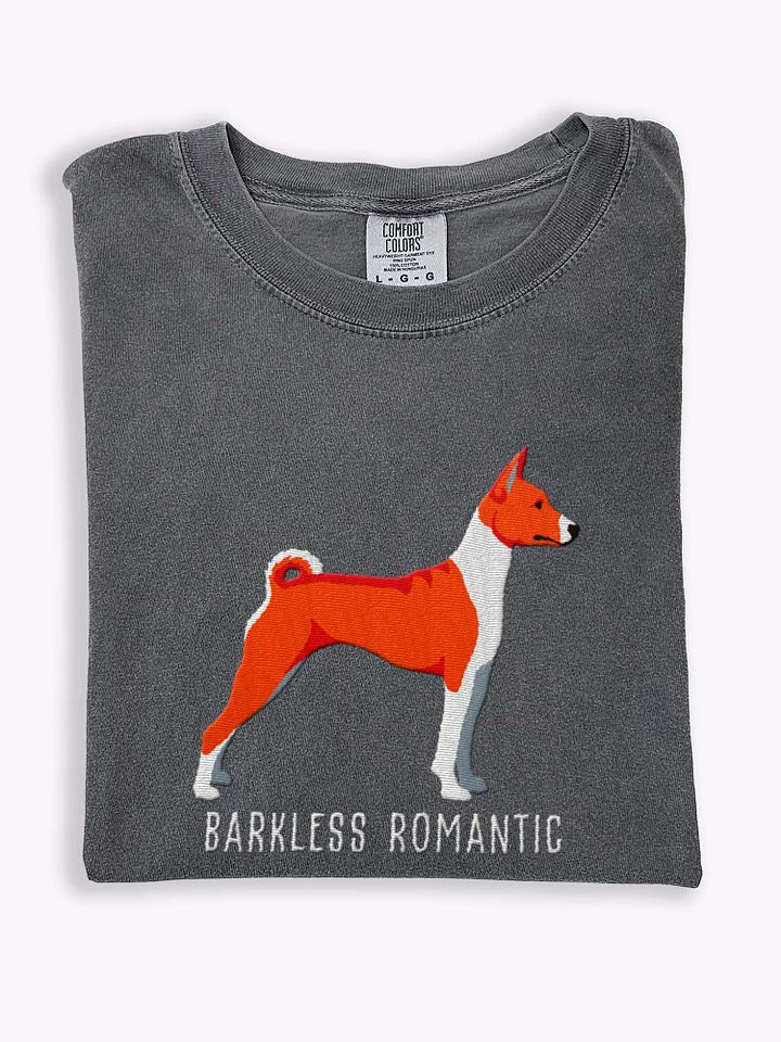 Barkless Romantic T-Shirt(Embroidered) of a Basenji product image (1)