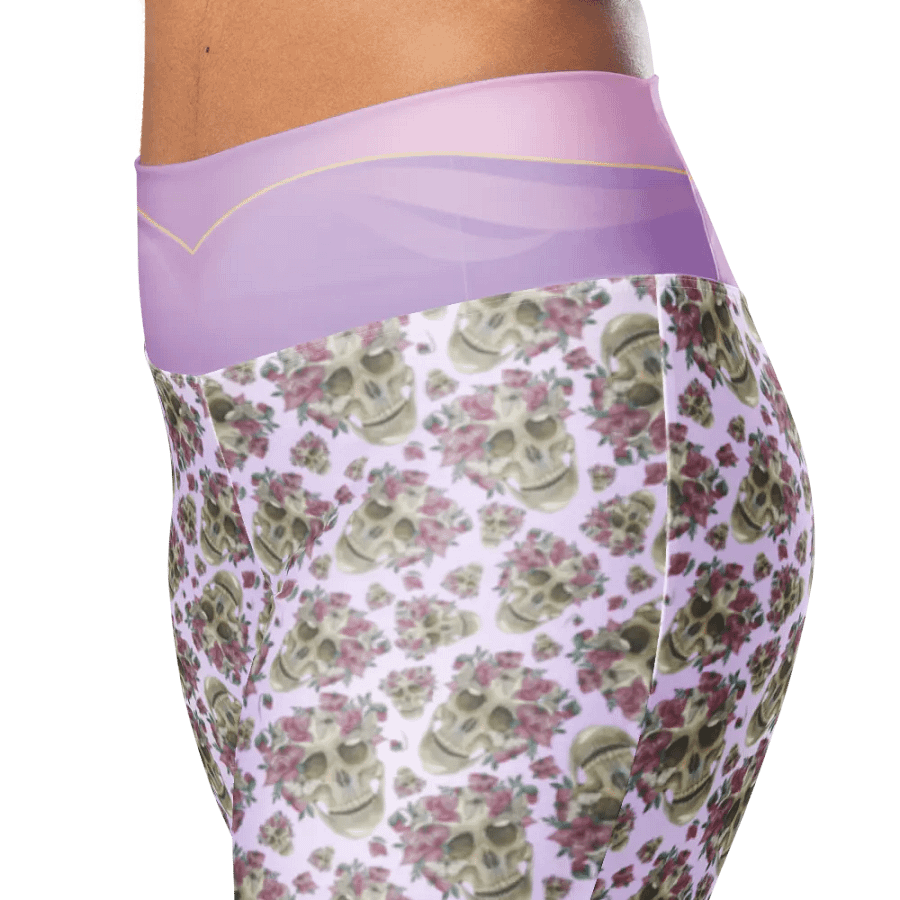 Smoky Lilac Skull & Rose Flare Leggings product image (8)