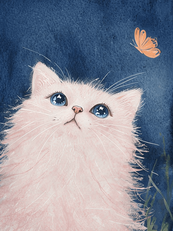 Whimsical Cat and Butterfly Framed Poster product image (1)
