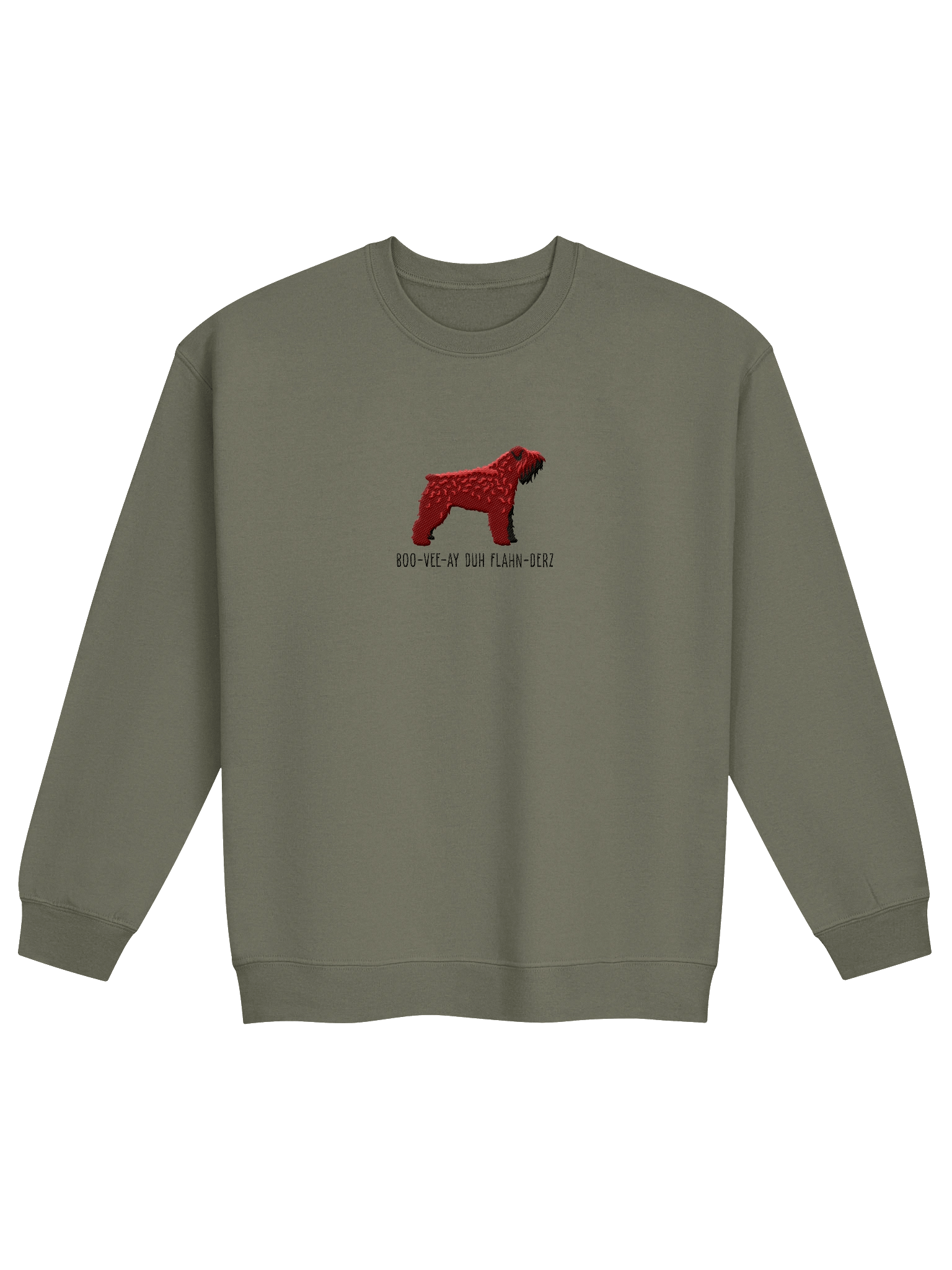 Boo-Vee-Ay Duh Flahn-Derz Sweatshirt (Embroidered) of a Bouvier Des Flandres(Liver) product image (5)