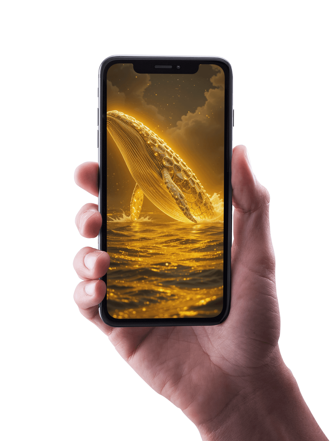 8K Golden Whale Wallpaper – Exclusive AI Design for Your Phone product image (1)