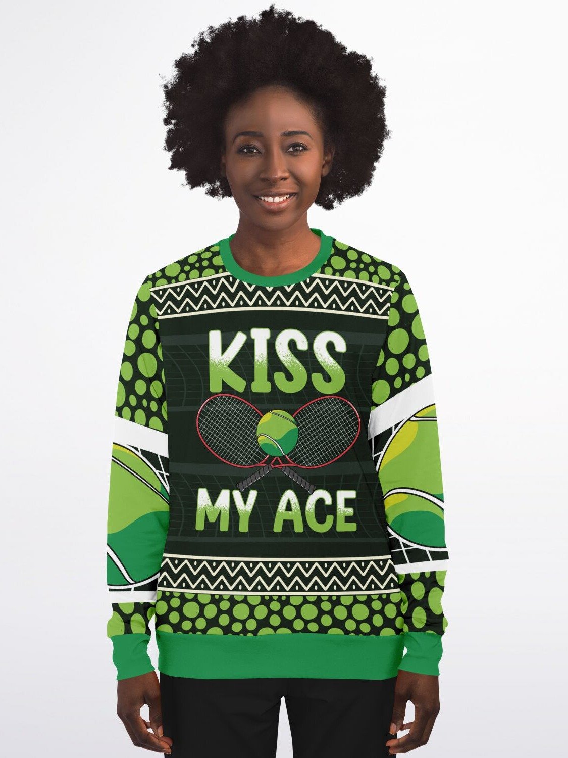 "Kiss My Ace" Tennis Christmas Sweater | Funny Sports Holiday Sweatshirt | Tennis Player Gift | Athletic Winter Outfit product image (7)