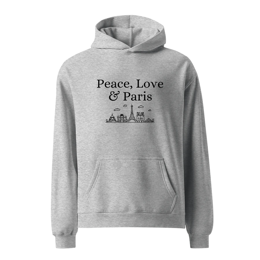 Peace, Love and Paris with Monuments Unisex Oversized Hoodie | Black Ink product image (3)