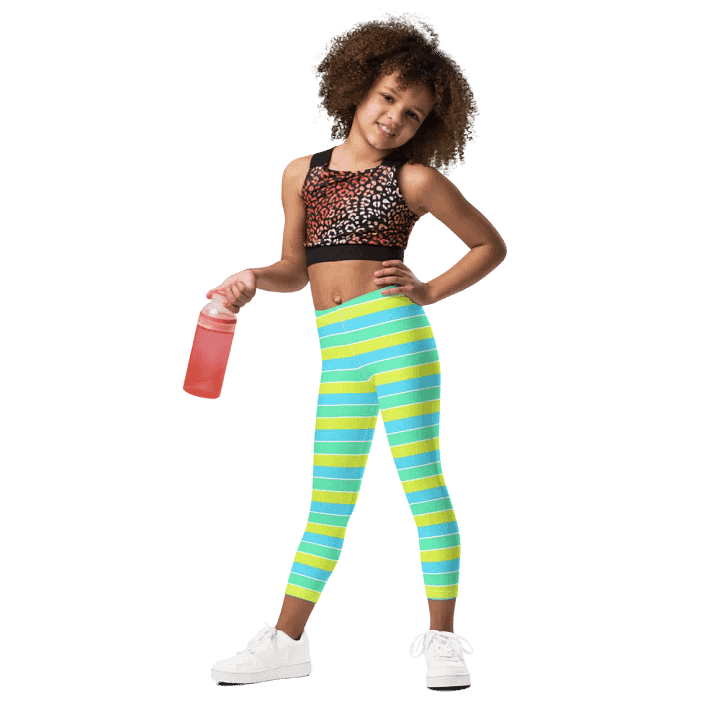 Summer Party Leggings for Girls with stripes - Blue product image (1)