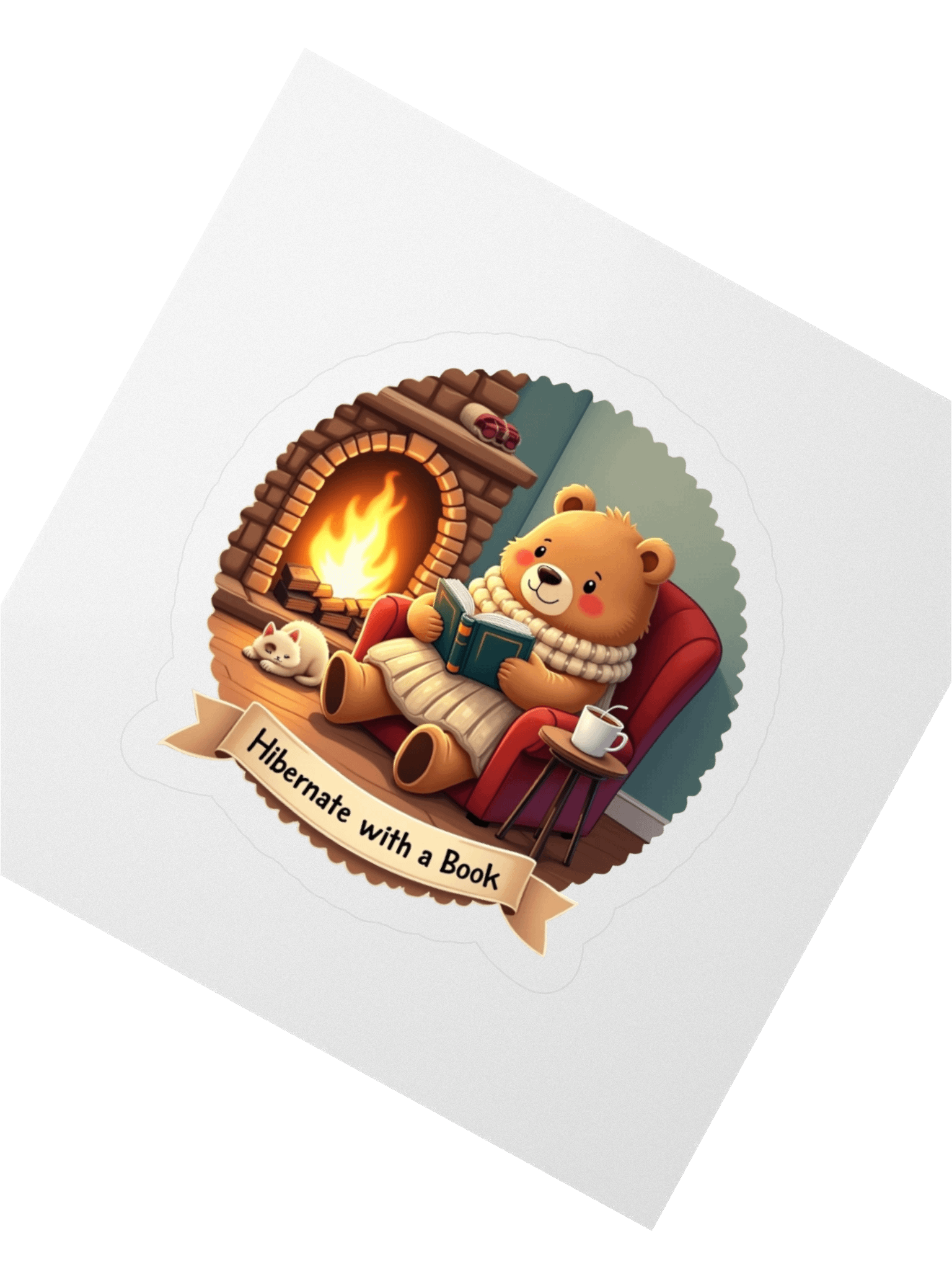 Hibernate with a Book – Cozy Bear Sticker product image (2)