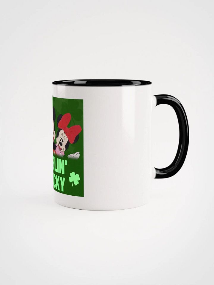 Mickey and Minnie mouse (art by Dina R.) green style - Ceramic Mug with Color Inside product image (1)