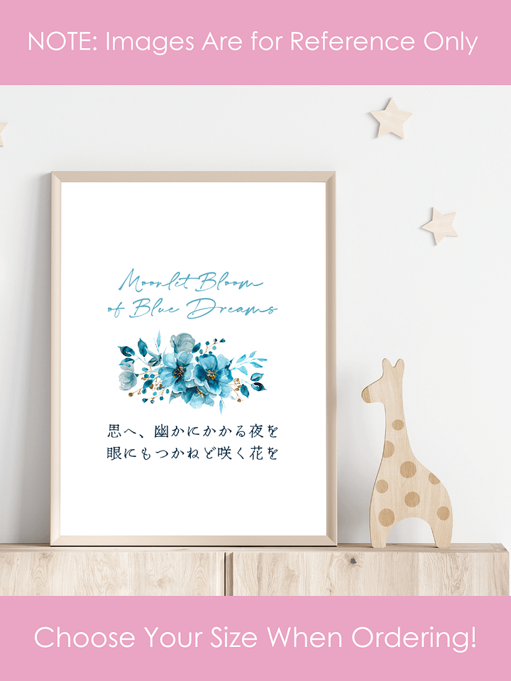 Japanese Blue Flower Nursery Wall Art for Girls Bedrooms product image (2)