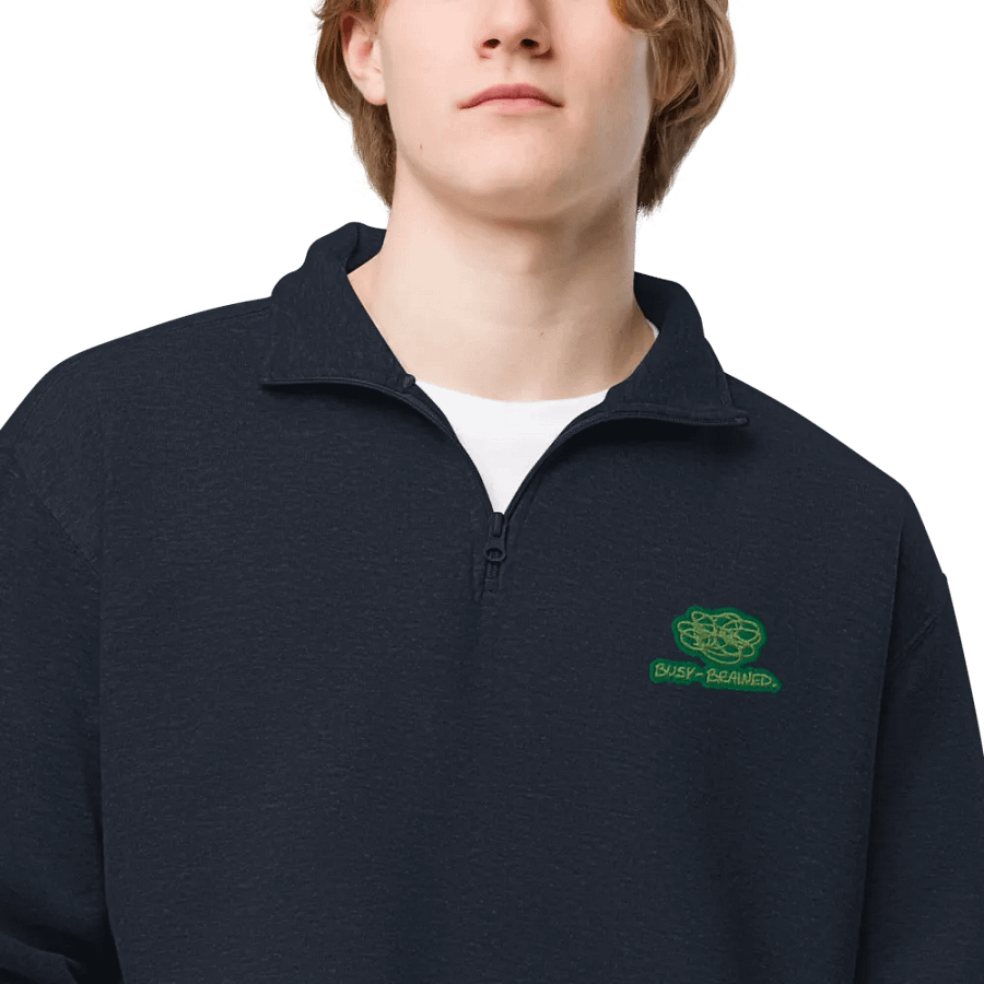 BUSY-BRAINED (moss design) embroidered quarter zip product image (15)