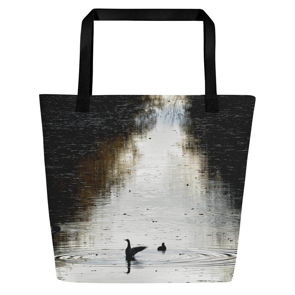 Große Tragetasche - Entensilhouette auf Fluss im Sonnenuntergang product image (4)