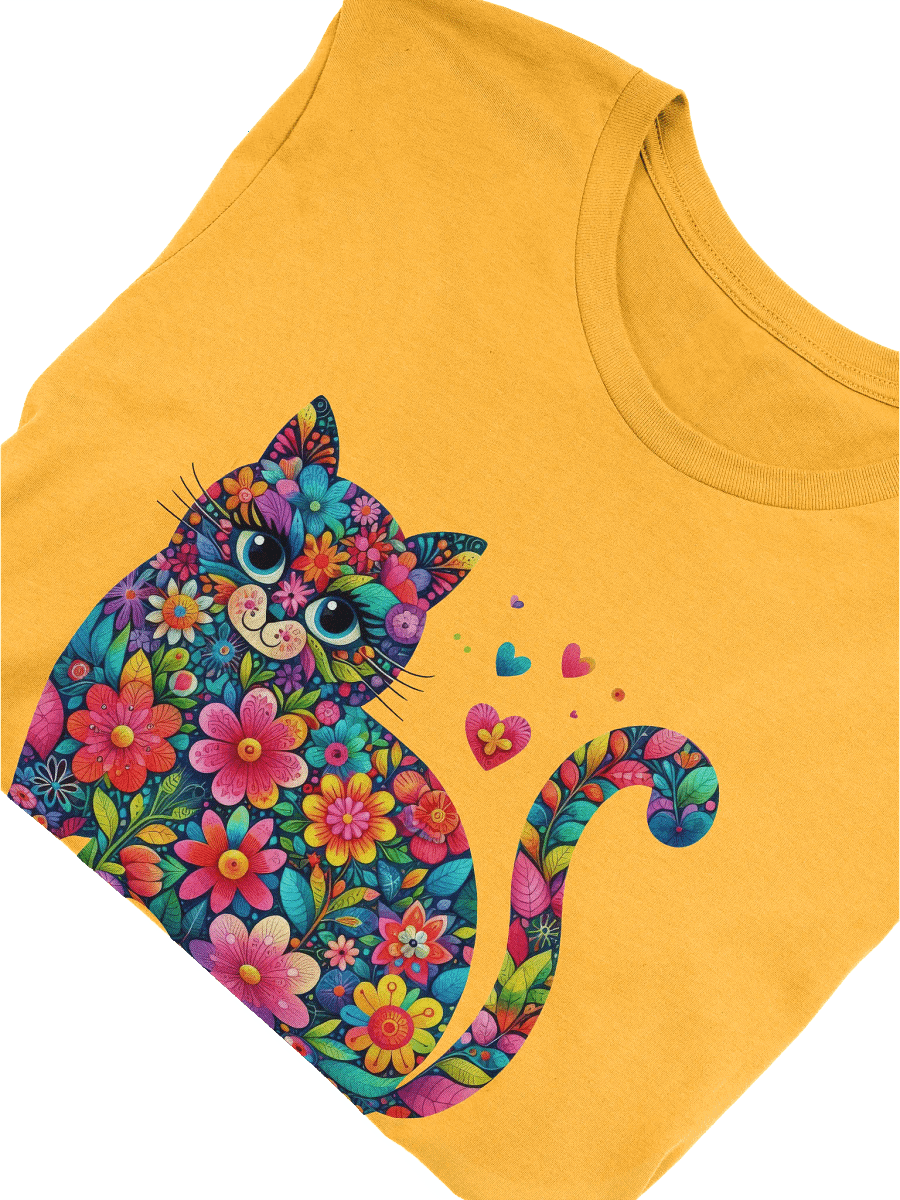 Whimsical Floral Cat T-Shirt product image (5)