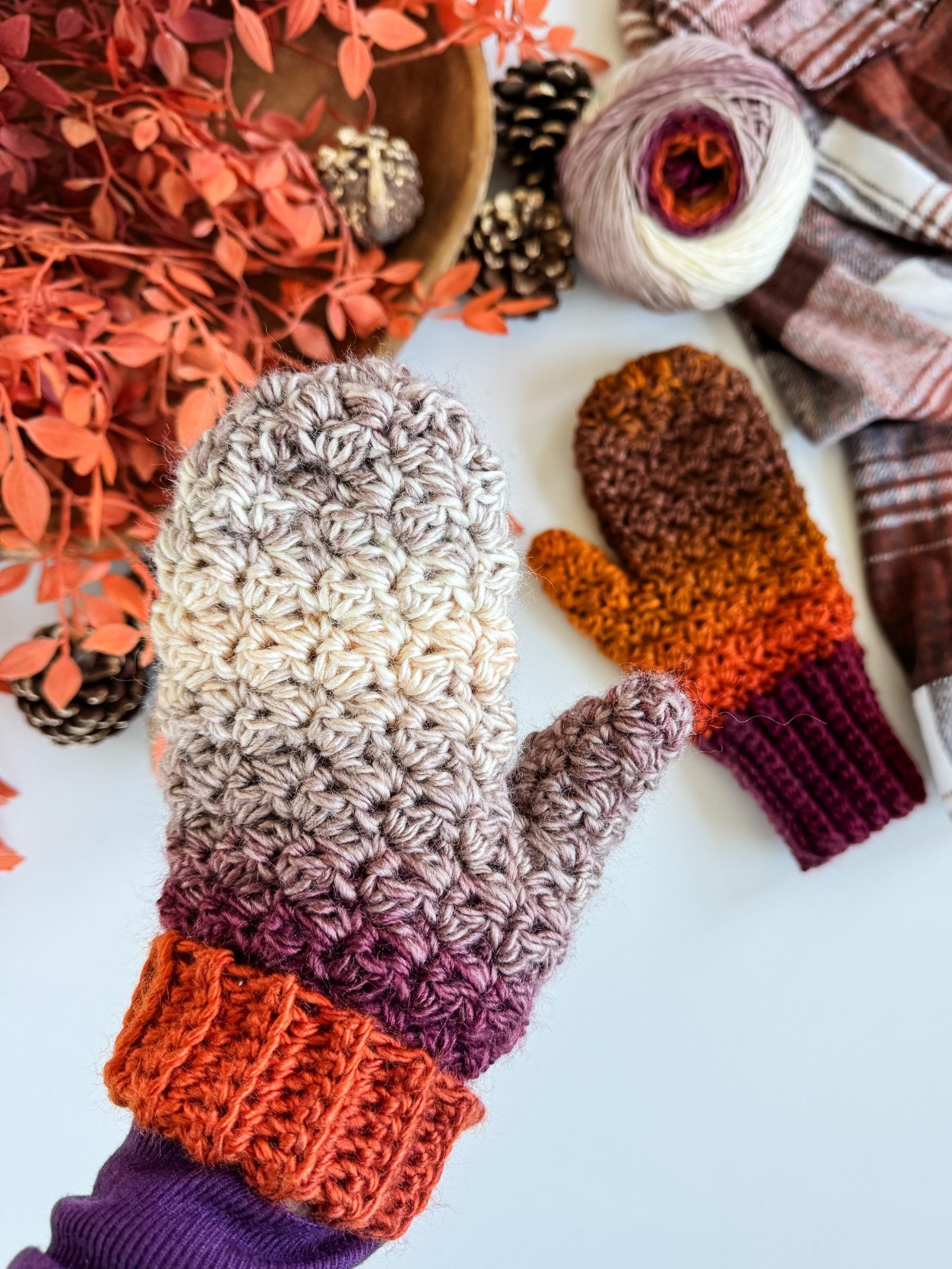 Chunky Suzette Mittens and Fingerless Gloves Crochet Pattern product image (12)