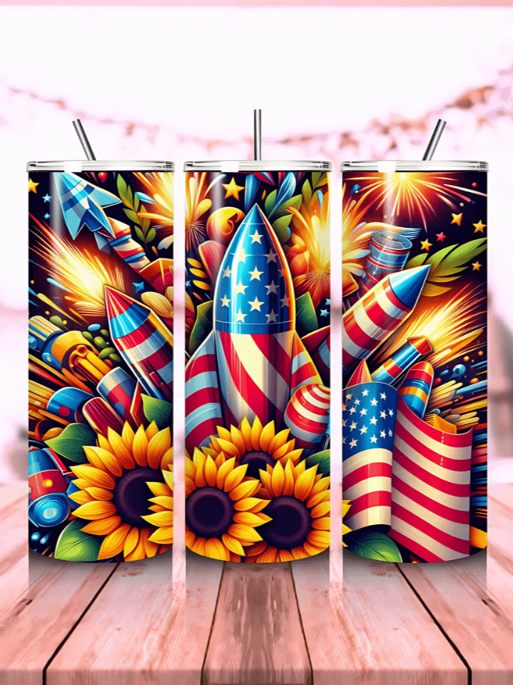 4th of July American Flag Tumbler Wrap – 20oz Skinny Sublimation PNG – Patriotic USA Design – Instant Digital Download – High-Resolution 300 DPI product image (1)