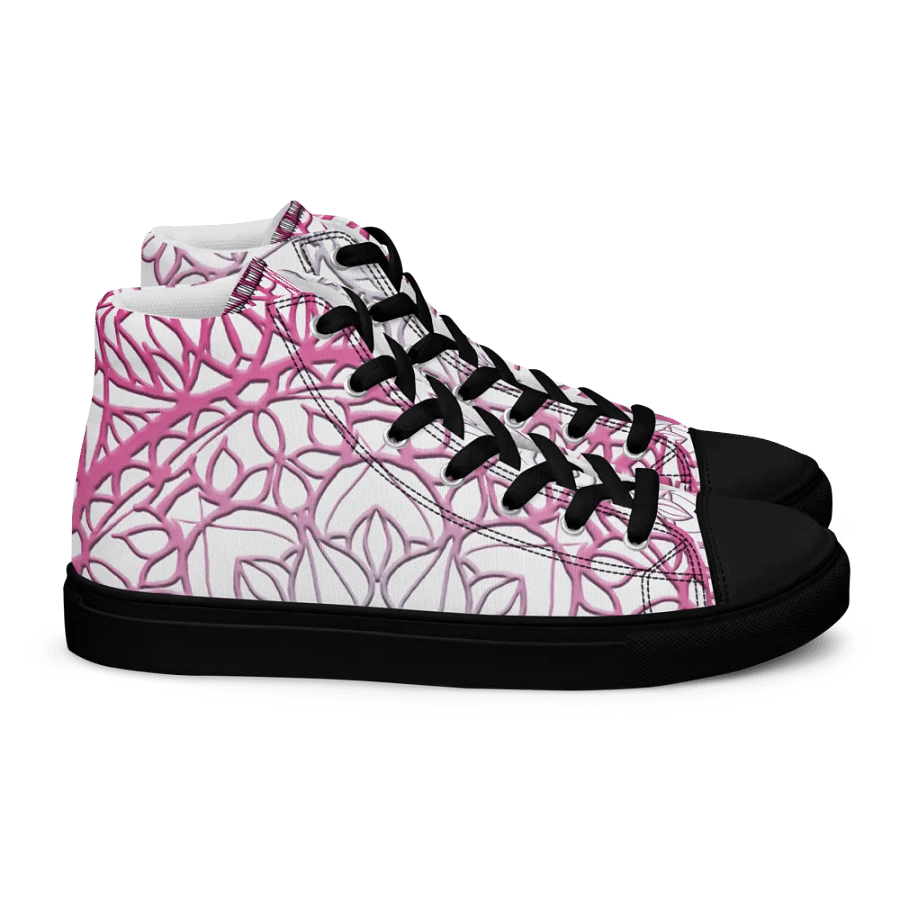 Ornate Pink Mandala Women's High Top Canvas Shoes product image (5)