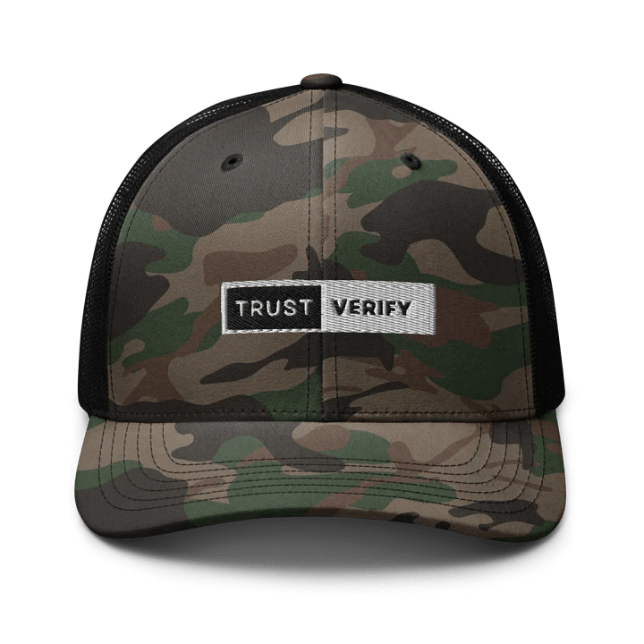 Trust & Verify Camo Trucker Hat product image (1)