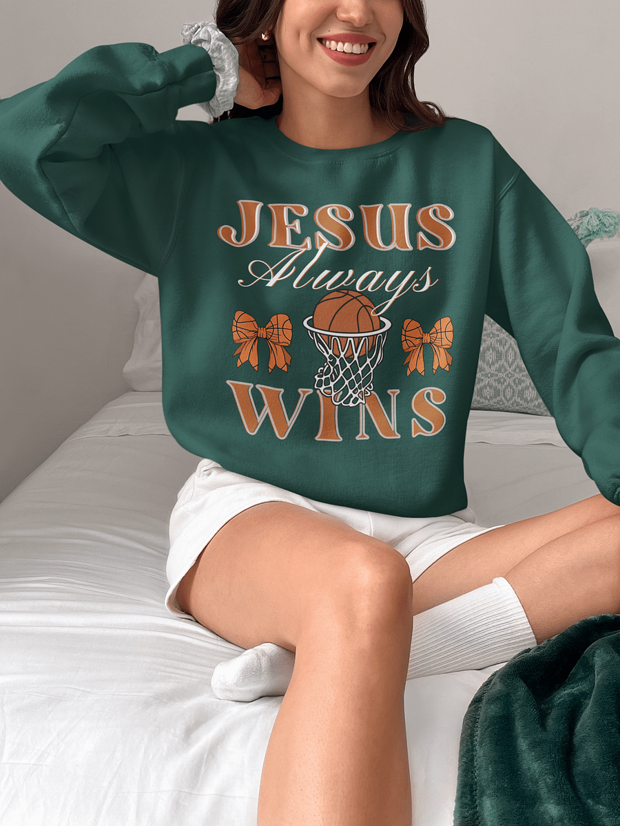 Jesus Always Wins Basketball Bella Gildan Sweater product image (1)