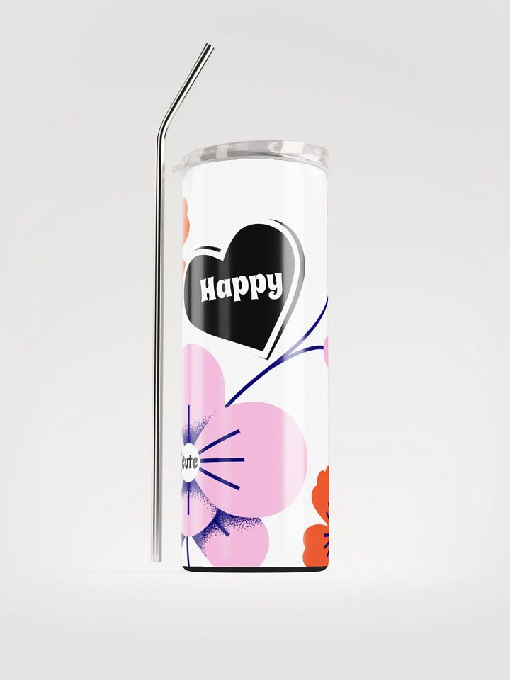 20 oz vacuum insulated Stainless Steel Tumbler with reusable Straw, leak proof cup lid, Floral Tumbler Mug Flasks. product image (1)