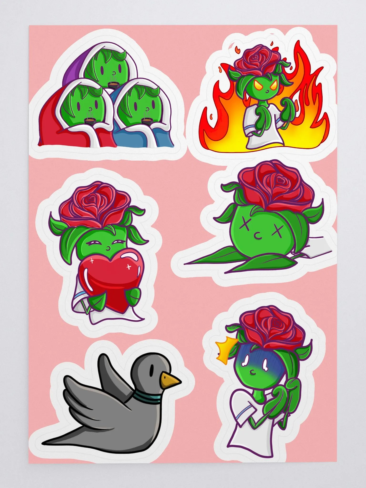 Rose emote Sticker Sheet | Art by Duck product image (1)