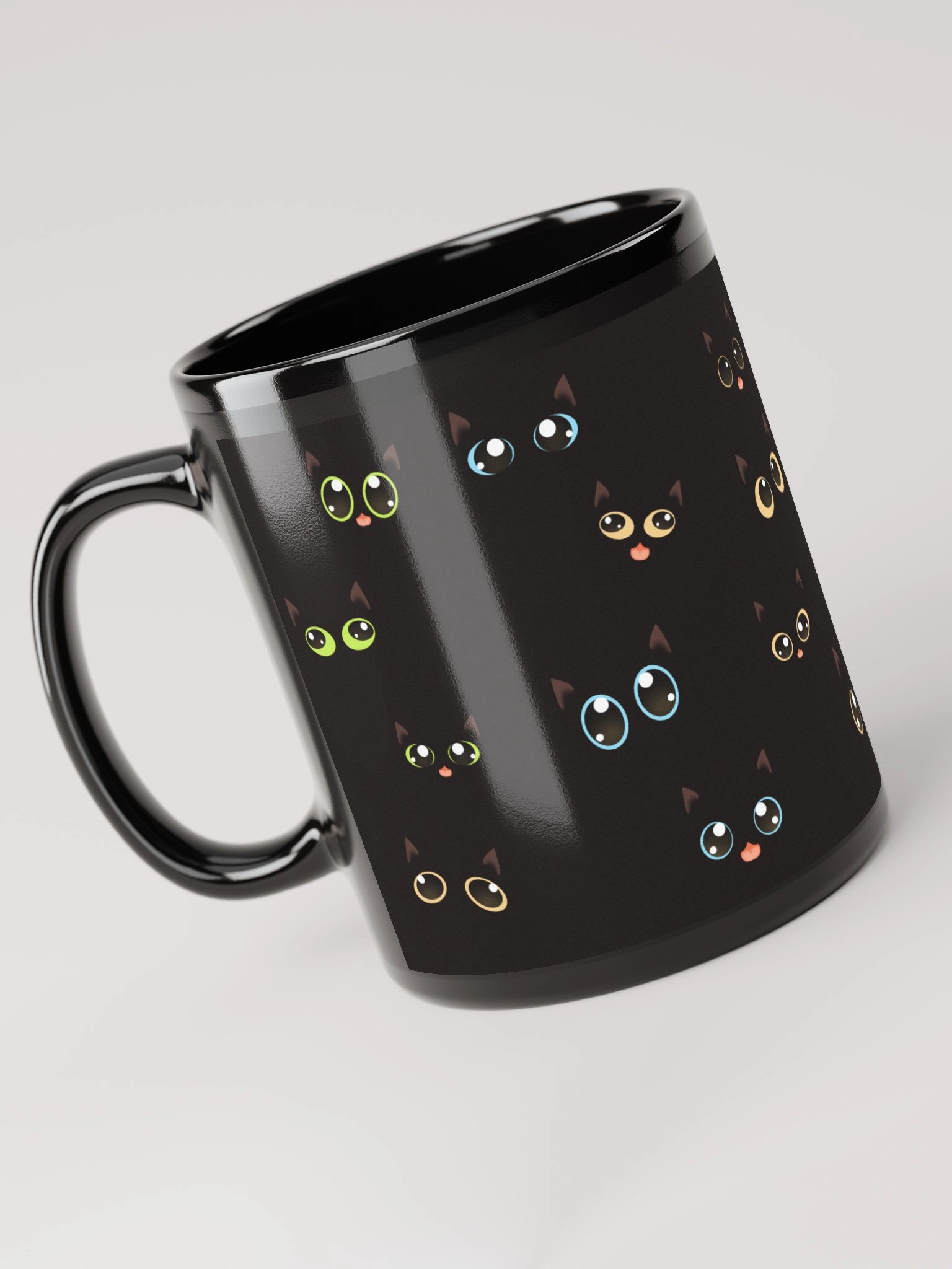 Black Cat Faces (Multicolor Eyes) Mug product image (3)