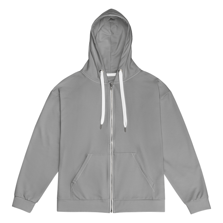 Medium Gray Solid Color Eco Friendly Unisex Zip Hoodie product image (1)