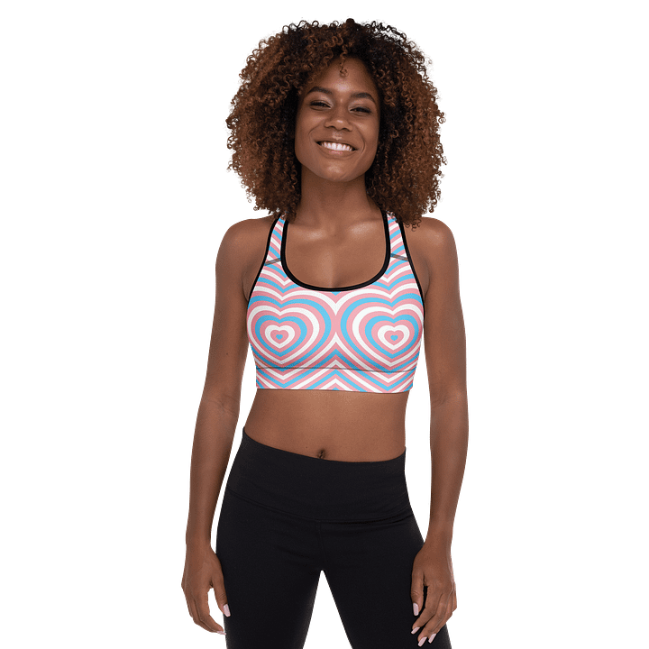 Trans Pride Hearts Padded Sports Bra product image (1)