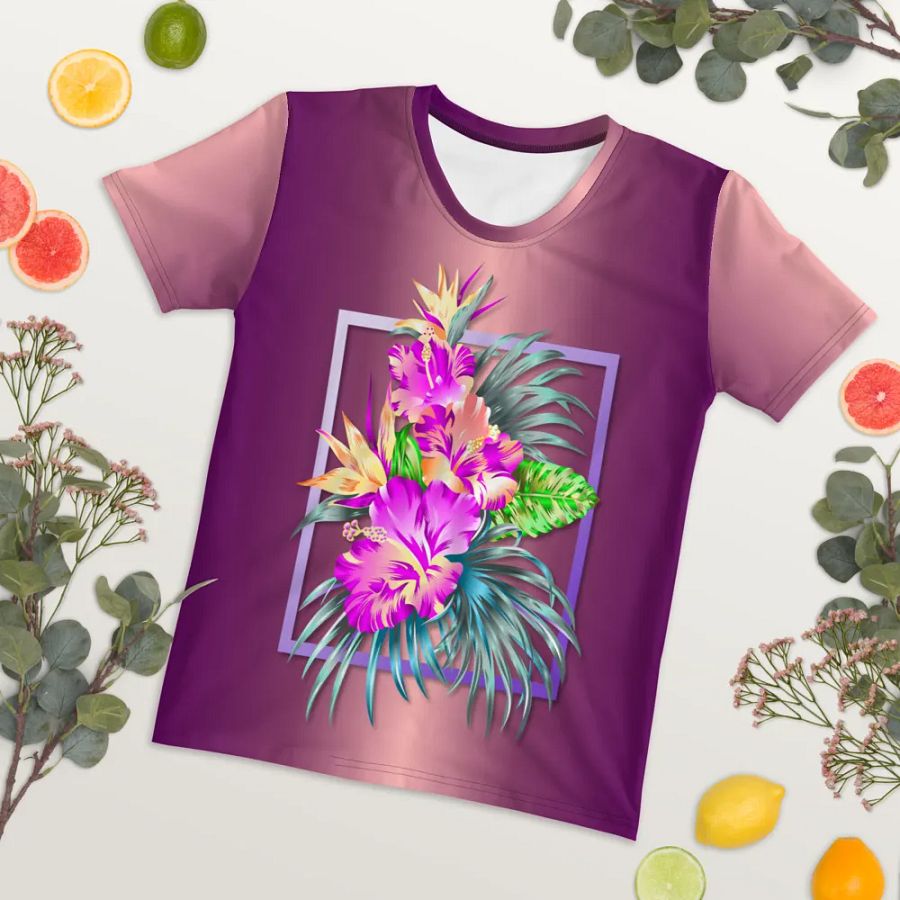 Tropical Floral All Over Print T-shirt product image (7)
