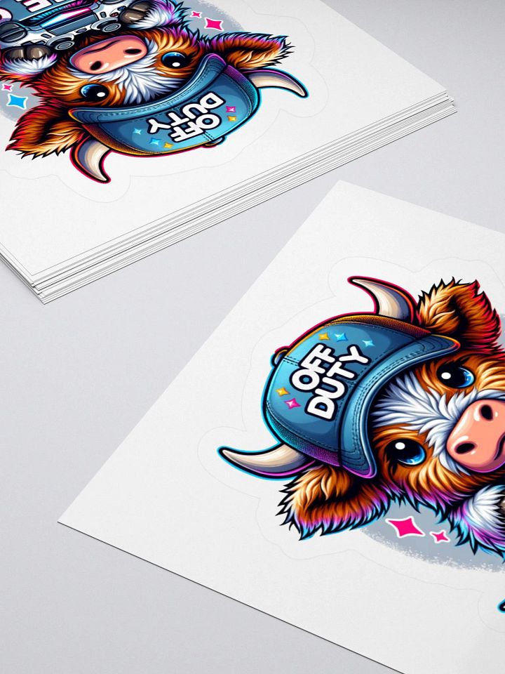 Off Duty Highland Cow Gaming Stickers product image (1)