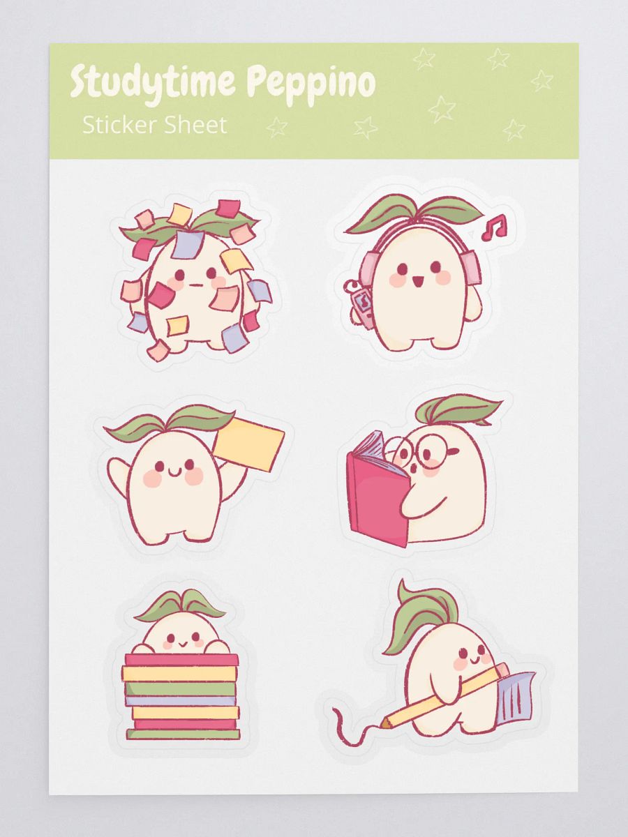 Studytime Peppino Sticker Sheet – Cute Plant Stickers product image (3)