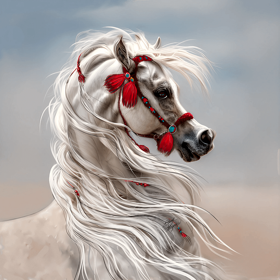 Arabian Horse with Red Tassels Premium Cotton Hoodie product image (7)
