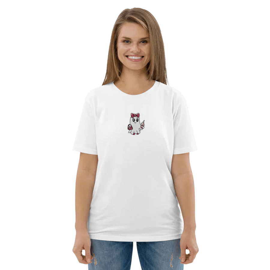 Cute Ghost Embroidered Organic Cotton Regular Fit T-Shirt product image (9)