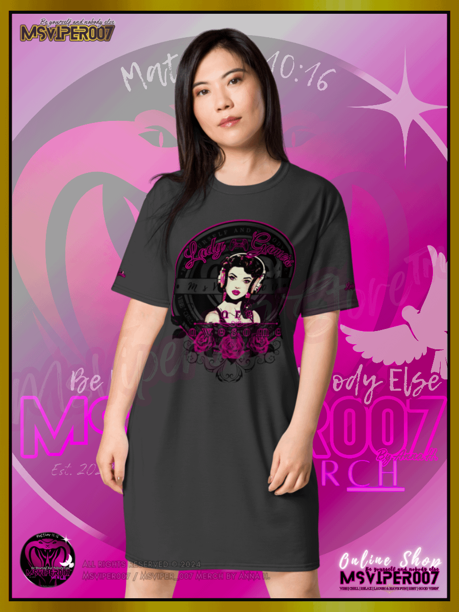 T-Shirt Dress - MsViper007's "Lady Gamers Are Awesome™ | [V3] (eclipse/solid)" T-Shirt Dress product image (3)