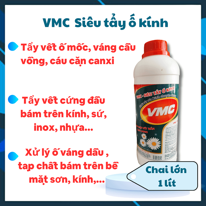 VMC Siêu tẩy ố kính Tẩy ố mốc kính, ố 7 màu chai 1 lít product image (1)